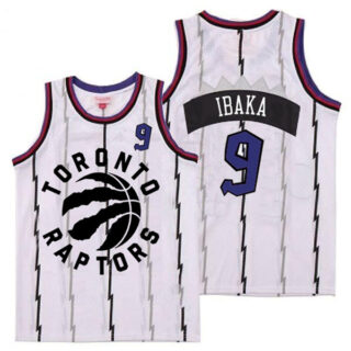 Raptors 9 Serge Ibaka White Retro Jersey 3