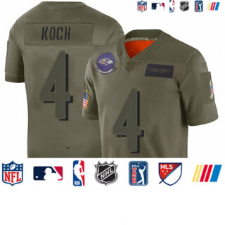 Ravens #4 Sam Koch Camo Men's Stitched Football Limited 2019 Salute To Service Jersey