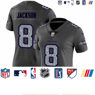 Ravens #8 Lamar Jackson Gray Static Women's Stitched Football Vapor Untouchable Limited Jersey