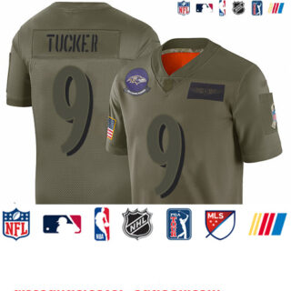Ravens #9 Justin Tucker Camo Youth Stitched Football Limited 2019 Salute to Service Jersey