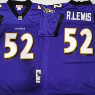 Ravens 52 Ray Lewis Purple M&N Throwback Jersey