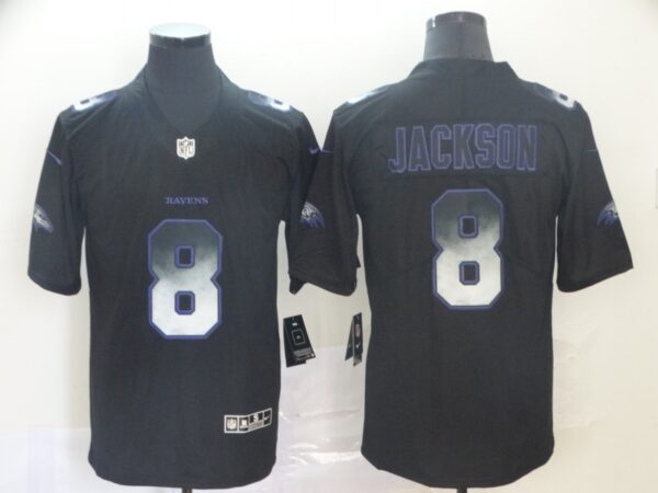 Ravens 8 Lamar Jackson Black Arch Smoke Vapor Untouchable Limited Jersey