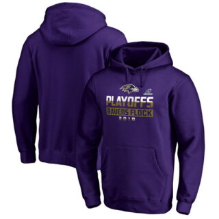 Ravens Purple 2018 NFL Playoffs Ravens Flock Men's Pullover Hoodie