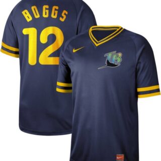 Rays #12 Wade Boggs Navy Authentic Cooperstown Collection Stitched Baseball Jersey