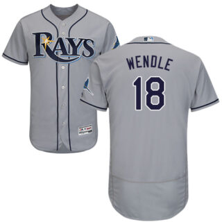 Rays #18 Joey Wendle Grey Flexbase Authentic Collection Stitched Baseball Jersey
