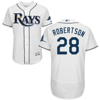 Rays #28 Daniel Robertson White Flexbase Authentic Collection Stitched Baseball Jersey