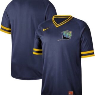 Rays Blank Navy Authentic Cooperstown Collection Stitched Baseball Jersey