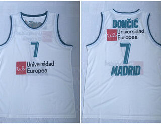 Real Madrid 7 Luka Doncic White Basketball Home Jersey 2017 18