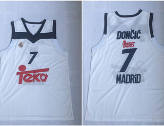 Real Madrid 7 Luka Doncic White Black Basketball Home Jersey 2017-18