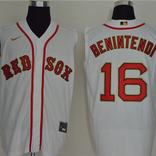 Red Sox 16 Andrew Benintendi White Nike Cool Base Sleeveless Jersey