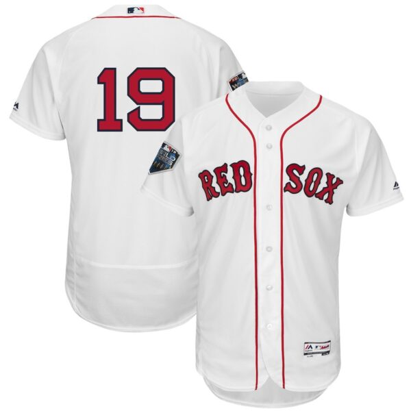 Red Sox 19 Jackie Bradley Jr. White 2018 World Series Cool Base Player Number Jersey