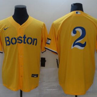 Red Sox 2 Gold Nike 2021 City Connect Replica Player Flexbase Jersey