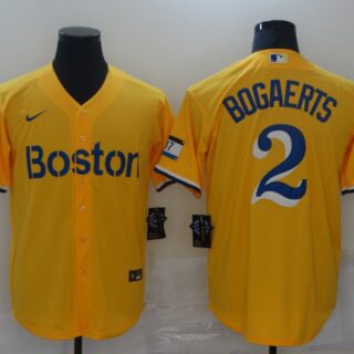 Red Sox 2 Xander Bogaerts Gold Nike 2021 City Connect Replica Player Cool Base Jersey