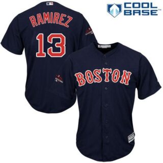 Red Sox #13 Hanley Ramirez Navy Blue Cool Base 2018 World Series Champions Stitched Youth MLB Jersey