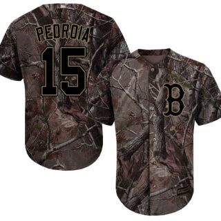 Red Sox #15 Dustin Pedroia Camo Realtree Collection Cool Base Stitched Youth Baseball Jersey