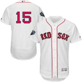 Red Sox #15 Dustin Pedroia White Flexbase Authentic Collection 2018 World Series Stitched MLB Jersey