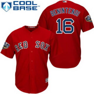 Red Sox #16 Andrew Benintendi Red New Cool Base 2018 World Series Stitched MLB Jersey