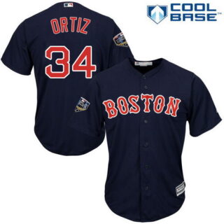 Red Sox #34 David Ortiz Navy Blue New Cool Base 2018 World Series Stitched MLB Jersey