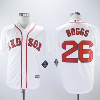 Red Sox 26 Wade Boggs White Cool Base Jersey