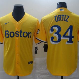 Red Sox 34 Gold Nike 2021 City Connect Replica Player Cool Base Jersey