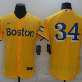Red Sox 34 Gold Nike 2021 City Connect Replica Player Flexbase Jersey