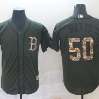 Red Sox 50 Mookie Betts Olive Camo Salute To Service Cool Base Jersey