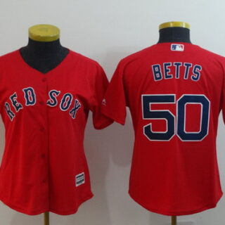Red Sox 50 Mookie Betts Red Women Cool Base Jersey