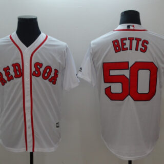Red Sox 50 Mookie Betts White Cool Base Jersey