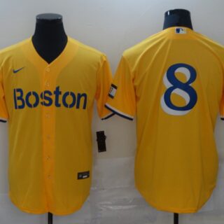 Red Sox 8 Gold Nike 2021 City Connect Replica Player Cool Base Jersey