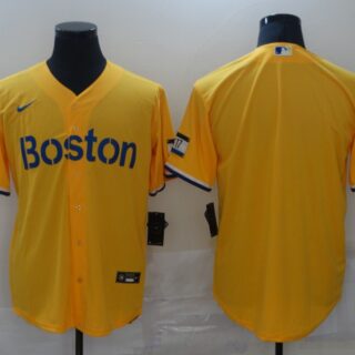 Red Sox Blank Gold Nike 2021 City Connect Replica Player Cool Base Jersey