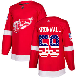 Red Wings #59 Niklas Kronwall Red Home Authentic USA Flag Stitched Hockey Jersey