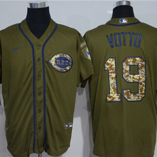Reds 19 Joey Votto Olive 2020 Nike Cool Base Jersey