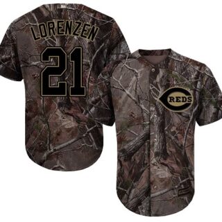 Reds #21 Michael Lorenzen Camo Realtree Collection Cool Base Stitched Baseball Jersey