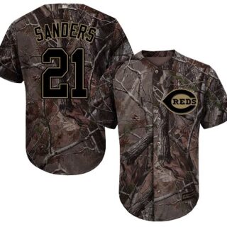 Reds #21 Reggie Sanders Camo Realtree Collection Cool Base Stitched Baseball Jersey