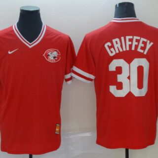 Reds 30 Ken Griffey Jr Red Throwback Jersey