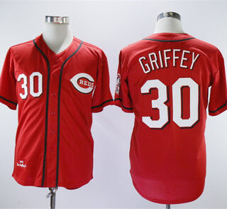 Reds 30 Ken Griffey Jr Red Throwback Jersey