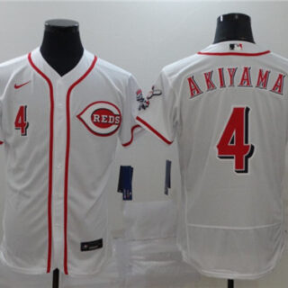 Reds 4 Shogo Akiyama White 2020 Nike Flexbase Jersey