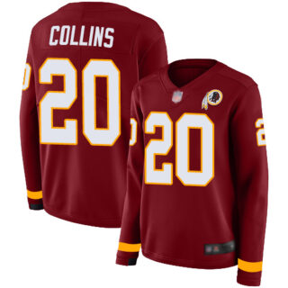 Redskins #20 Landon Collins Burgundy Red Team Color Women's Stitched Football Limited Therma Long Sleeve Jersey