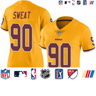 Redskins #90 Montez Sweat Gold Women's Stitched Football Limited Rush Jersey