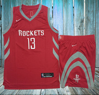 Rockets 13 James Harden Red Nike Swingman Jersey(With Shorts)