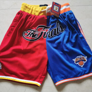 Rockets And Knicks Split White Just Don Throwback Mesh Shorts