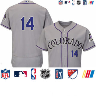 Rockies #14 Tony Wolters Grey Flexbase Authentic Collection Stitched Baseball Jersey