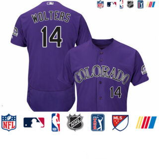 Rockies #14 Tony Wolters Purple Flexbase Authentic Collection Stitched Baseball Jersey