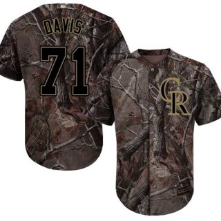 Rockies #71 Wade Davis Camo Realtree Collection Cool Base Stitched Baseball Jersey