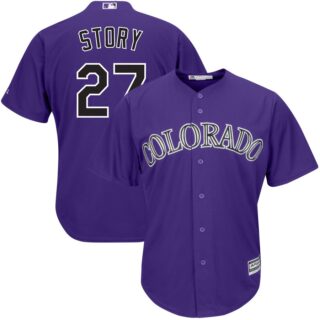 Rockies 27 Trevor Story Purple Cool Base Jersey