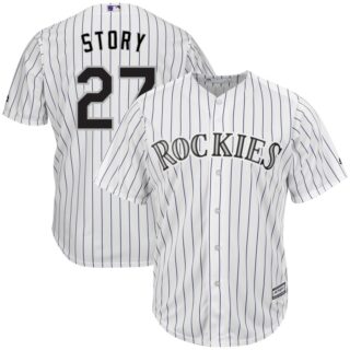 Rockies 27 Trevor Story White Cool Base Jersey
