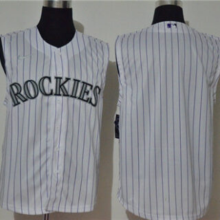 Rockies Blank White Nike Cool Base Sleeveless Jersey