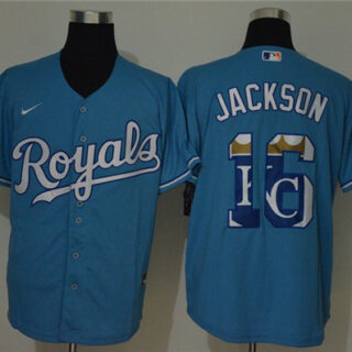 Royals 16 Bo Jackson Light Blue 2020 Nike Cool Base Fashion Jersey