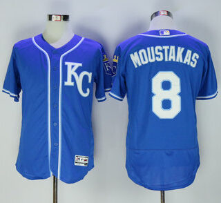 Royals 8 Mike Moustakas Royal Flexbase Jersey