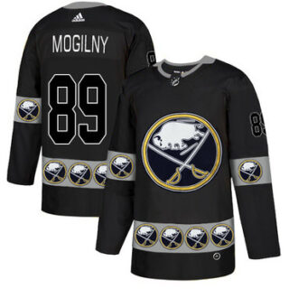 Sabres 89 Alexander Mogilny Black Team Logos Fashion Adidas Jersey